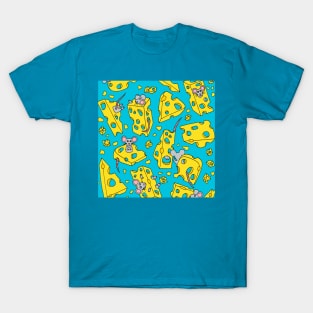 Mice and Swiss Cheese Blue Palette T-Shirt